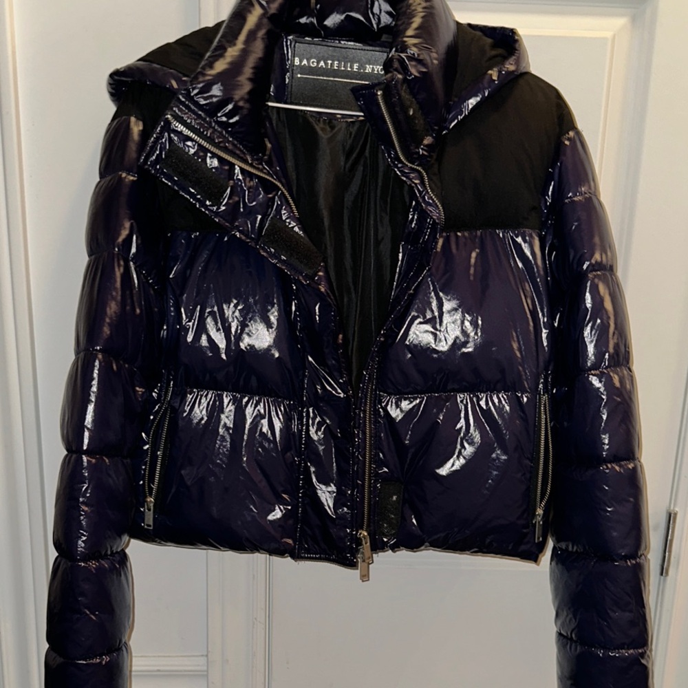 Bagatelle Women's Glossy Navy Puffer Jacket